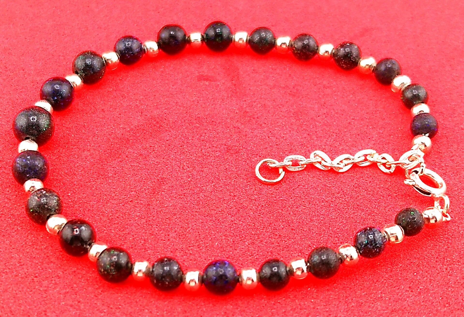 Australian Black Opal Matrix Bracelet – Sterling Silver