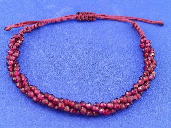 Natural Rhodolite Garnet Bolo Bracelet