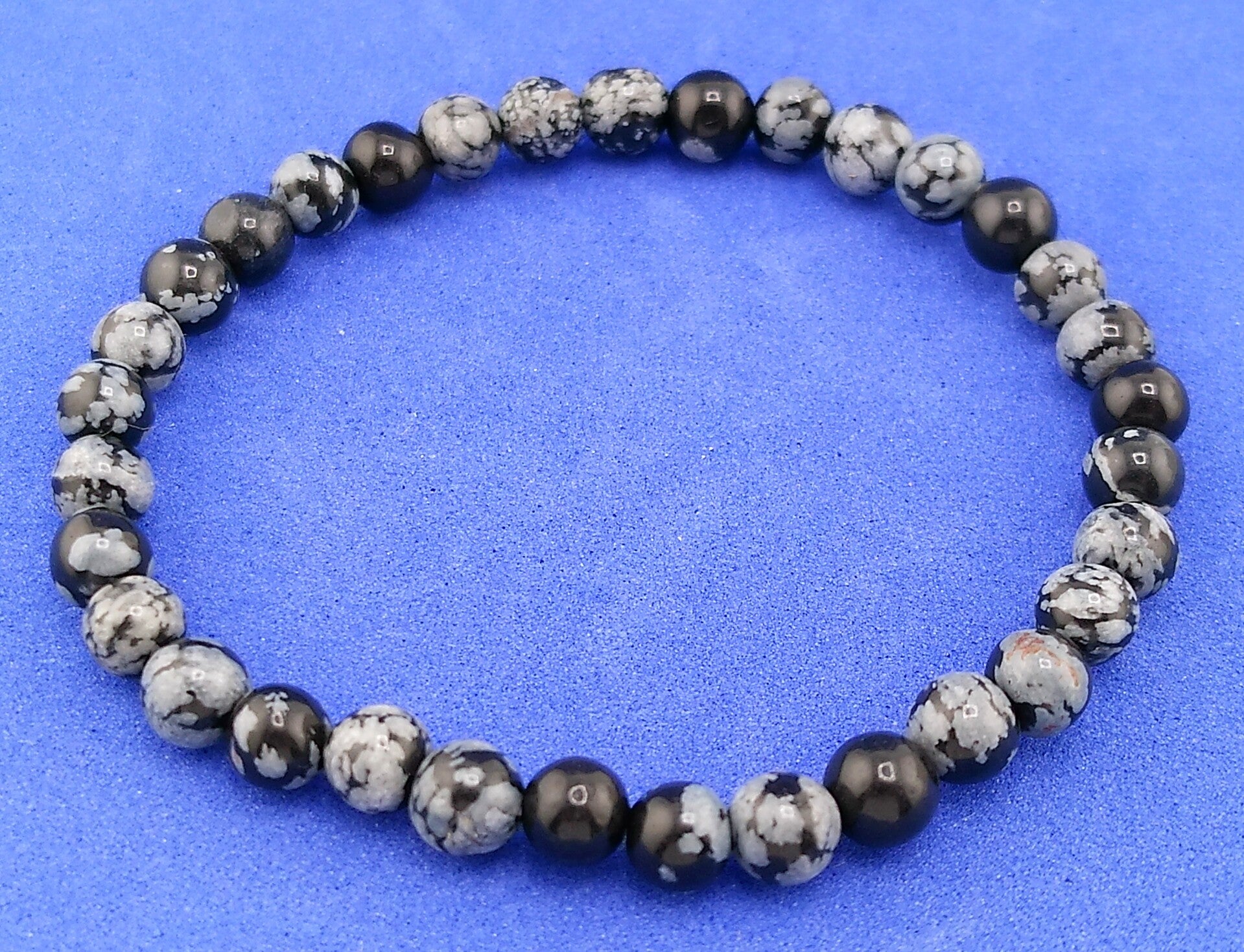 Natural Snowflake Obsidian Stretch Bracelet