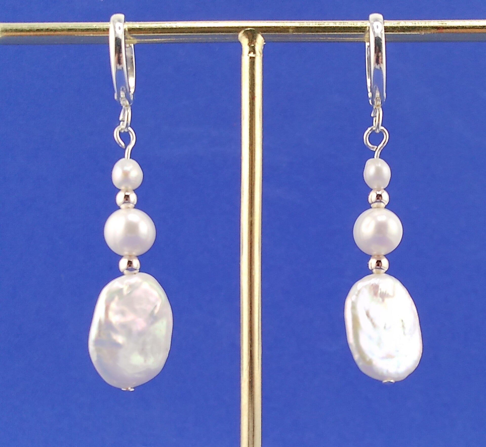 Keshi & Freshwater Pearl Drop Earrings – Silver Plated Stainless Steel