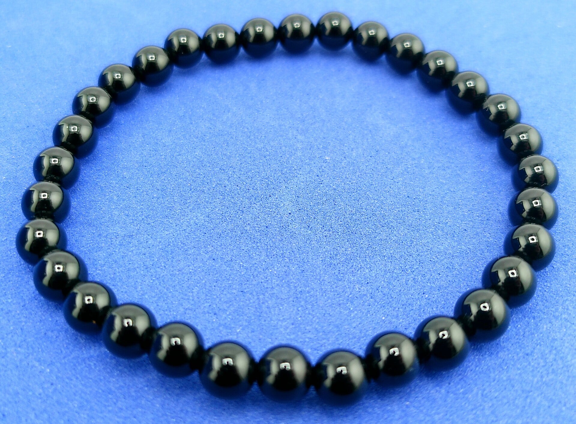 Natural Black Agate Bracelet – Unisex Stretch Fit
