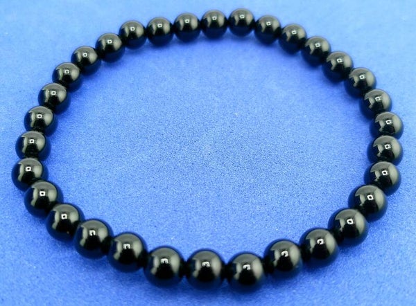 Natural Black Agate Bracelet – Unisex Stretch Fit