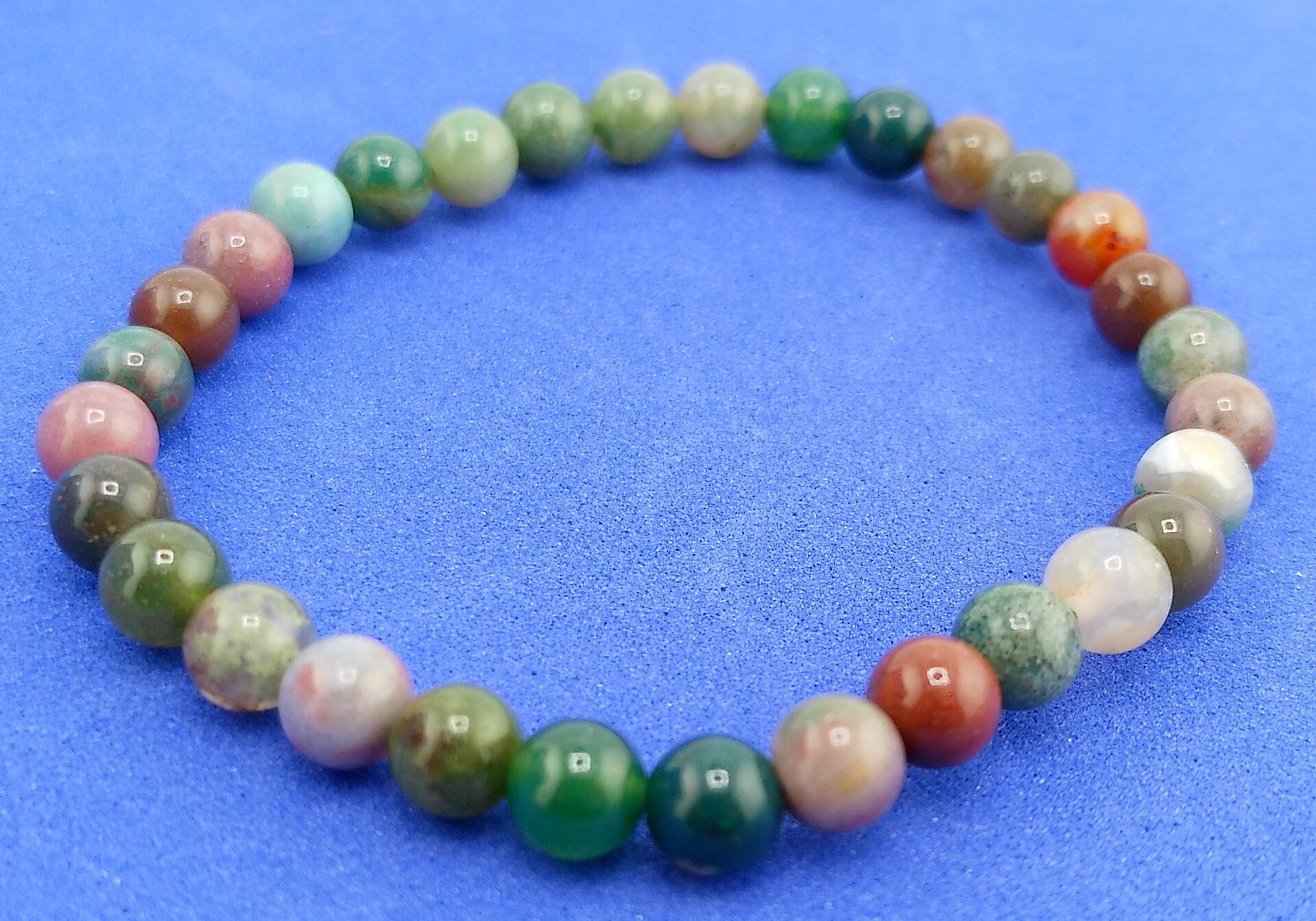 Multi-Colour Fancy Jasper Bracelet – Unisex Stretch Fit