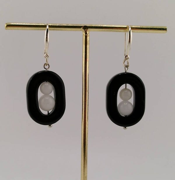 Natural ‘Type A’ Black Guatemalan Jadeite Earrings
