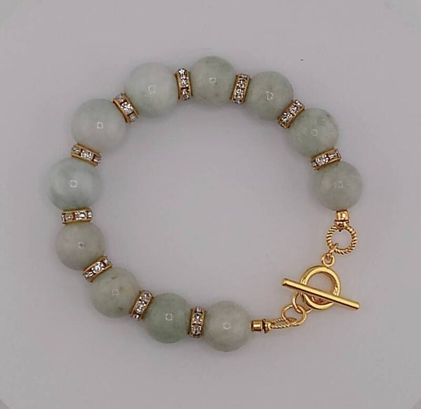 Beautiful ‘Type A’ Burmese Aqua Jadeite Bracelet