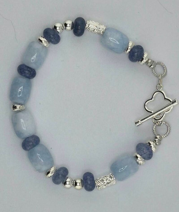 Beautiful Natural Aquamarine & Himalayan Kyanite Bracelet