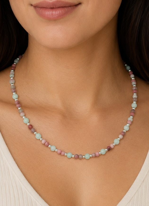 Handmade Aquamarine and Jasper Necklace