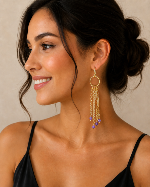 'Circles Collection' Natural Persian Agate Drop Earrings