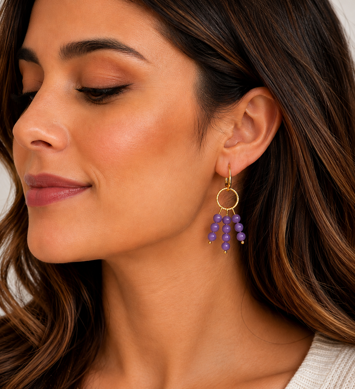 'Circle Collection' Handmade Natural Persian Agate Earrings