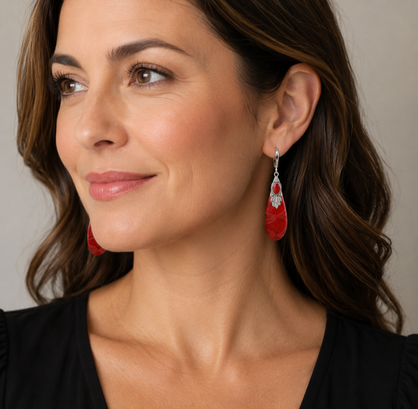 Ethically Sourced Natural Red Coral Earrings