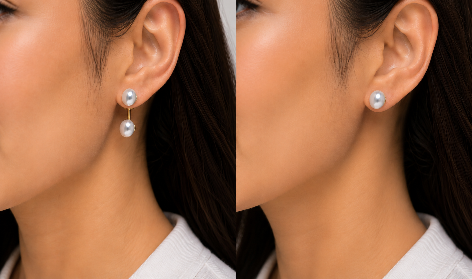 'Double Trouble' Dual Freshwater Pearl Earrings in Gold-Plated 925 Sterling Silver