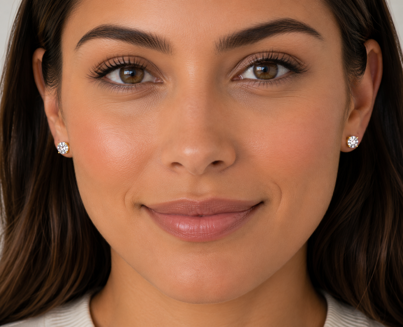 Brilliant 7mm Swarovski Zirconia Stud Earrings – Gold Plated Sterling Silver