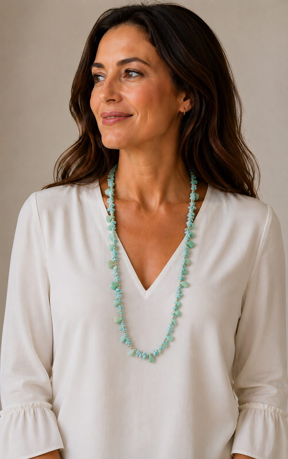 Boho Style Amazonite Chip and Nugget Necklace