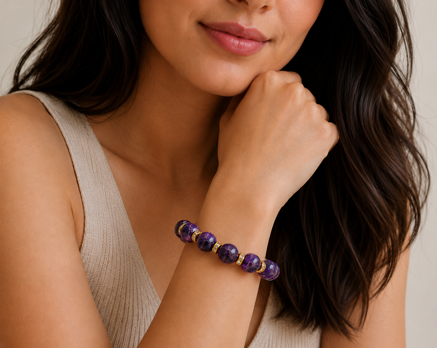 Purple Sea Sediment Jasper Stretch Bracelet