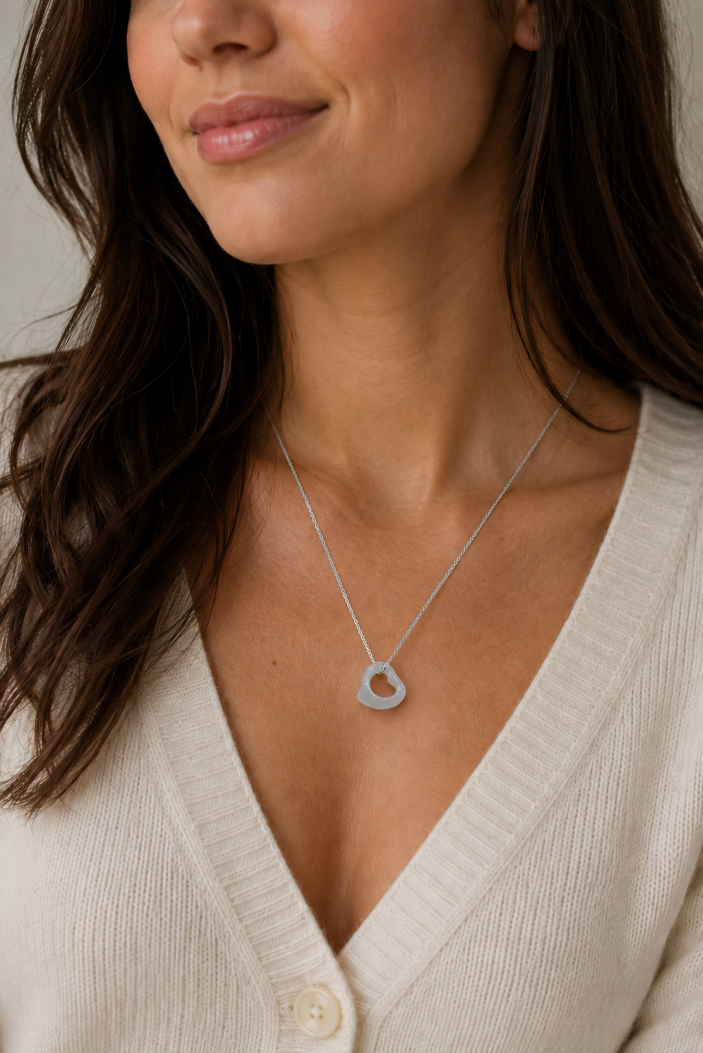 Natural Type A Aqua Jadeite Jade Floating Heart Pendant Necklace