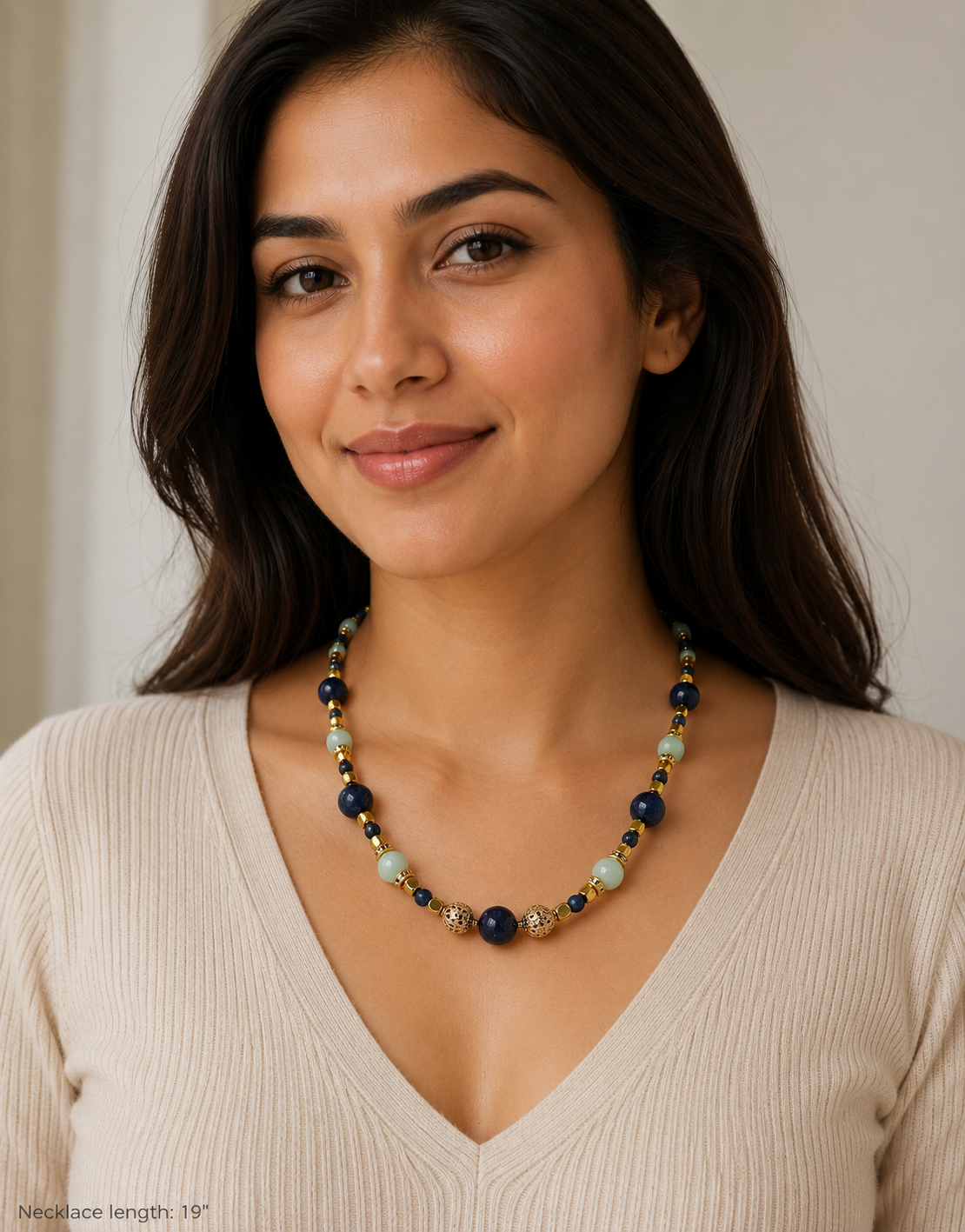 Lapis Lazuli and Natural Aquamarine Necklace