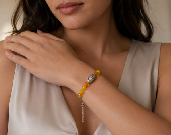 Natural Honey and Butterscotch Amber Adjustable Bolo Bracelet