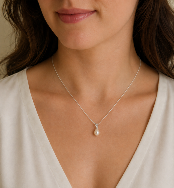 Natural White 12mm Oval Freshwater Pearl Necklace
