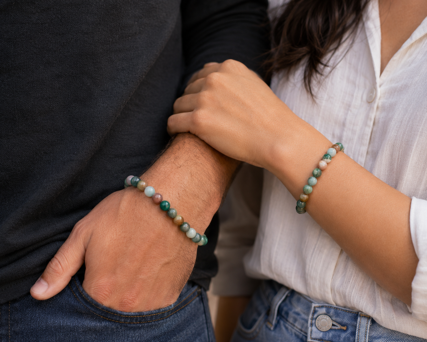 Multi-Colour Fancy Jasper Bracelet – Unisex Stretch Fit