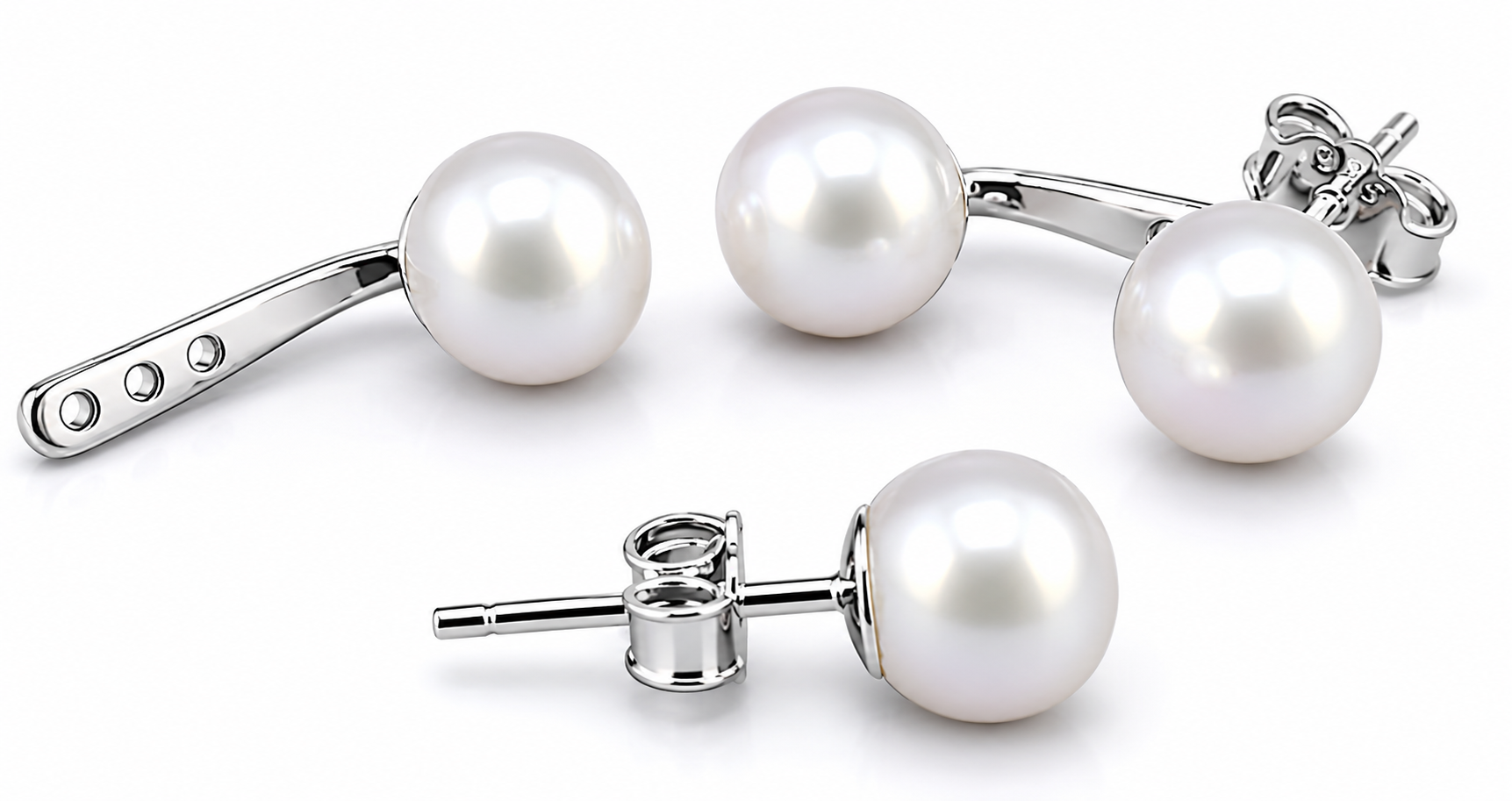 'Double Trouble' Versatile Dual Freshwater Pearl Earrings – Sterling Silver
