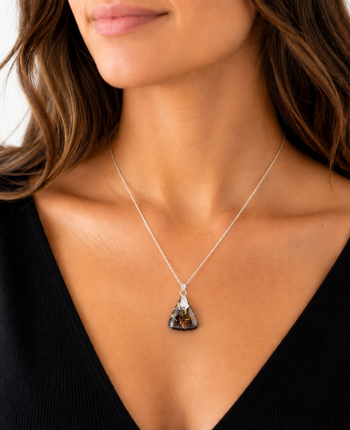 Natural Tribal Pattern Koroit Opal Necklace – Sterling Silver Chain