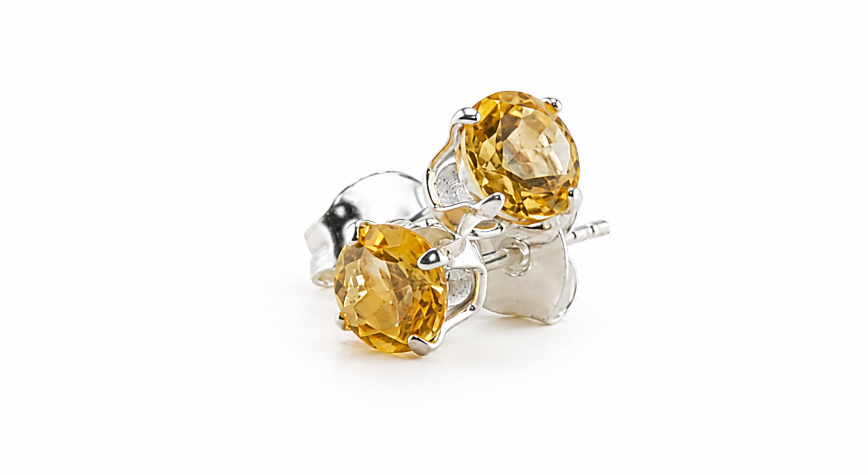 Bright 4mm Citrine Stud Earrings – Sterling Silver