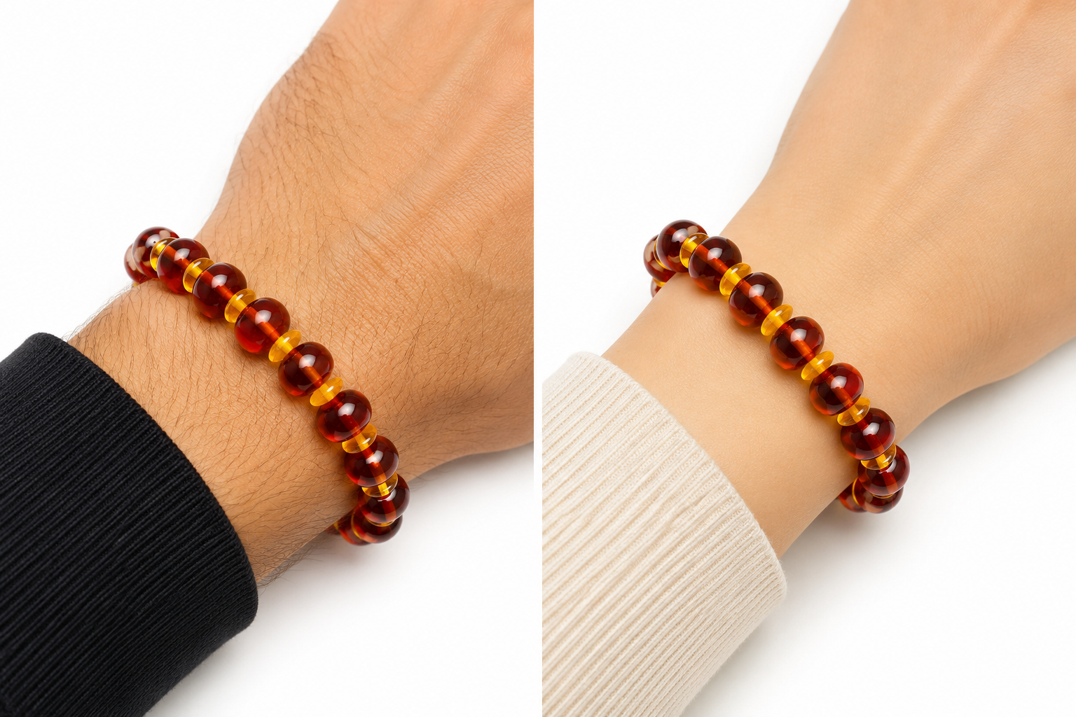 Baltic Cognac Amber Bracelet with Honey Amber Accents