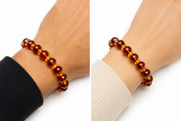 Baltic Cognac Amber Bracelet with Honey Amber Accents