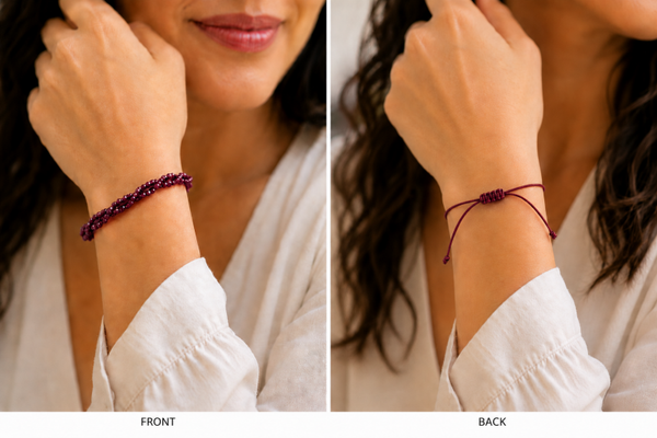 Natural Rhodolite Garnet Bolo Bracelet
