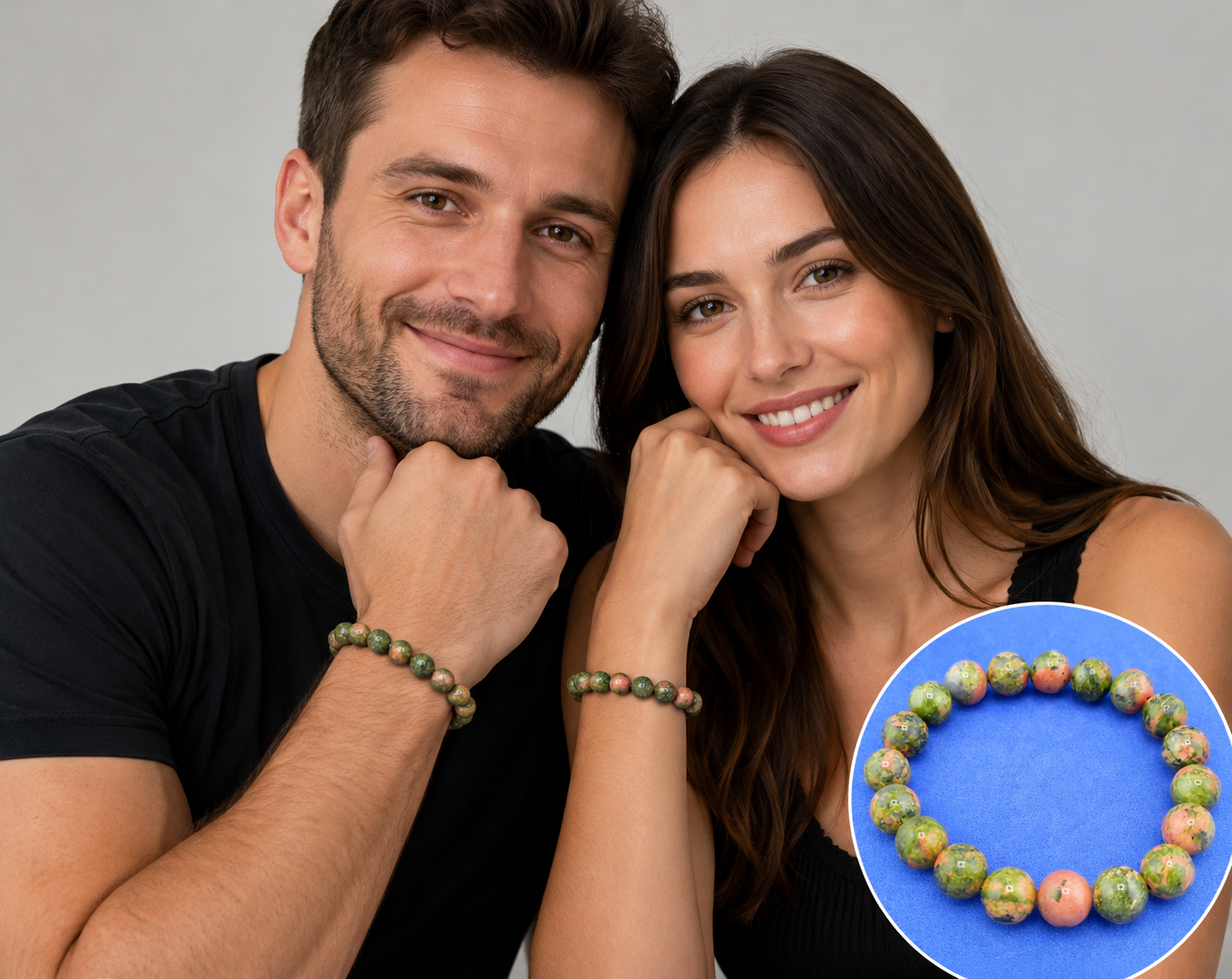 Unusual Unakite Stretch Bracelet – 10mm Beads