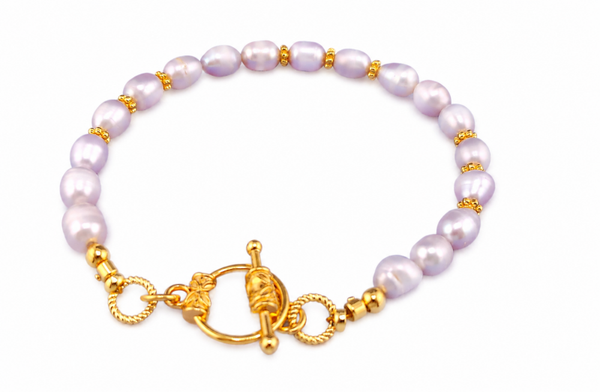 Beautiful Natural Pink/Peach Freshwater Pearl Bracelet
