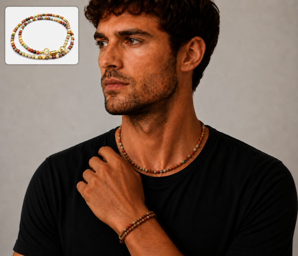 Stunning Natural Fancy Jasper Necklace/Double-Wrap Bracelet