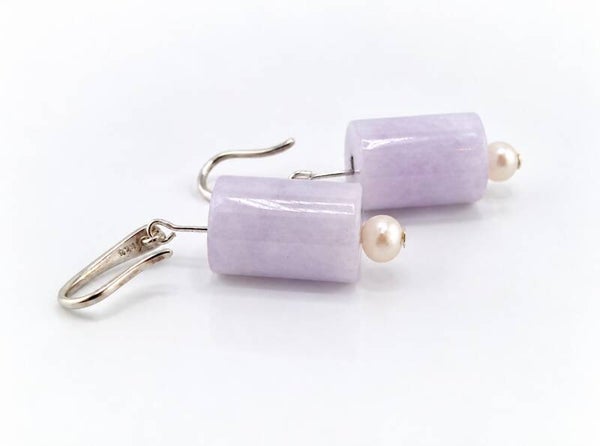 Very Rare ‘Type A’ Lavender Jadeite Tube Earrings