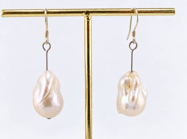 Natural Freshwater Baroque Pearl Earrings