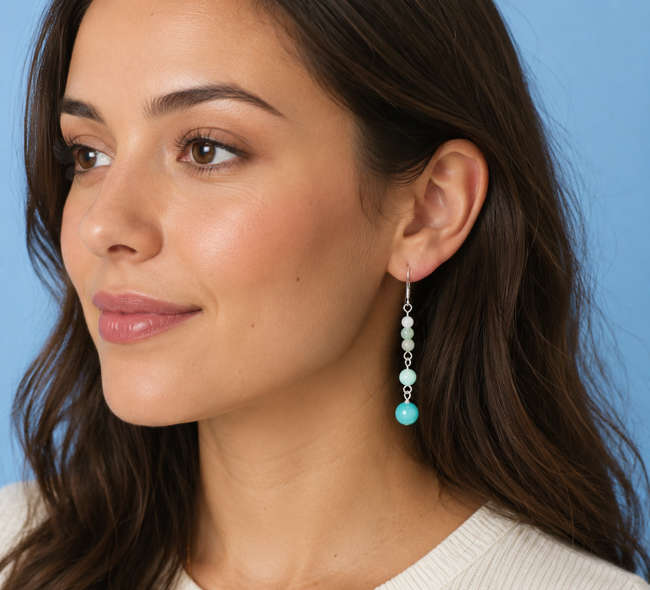 Natural Agate Summer Drop Earrings – Silver Plated Chain
