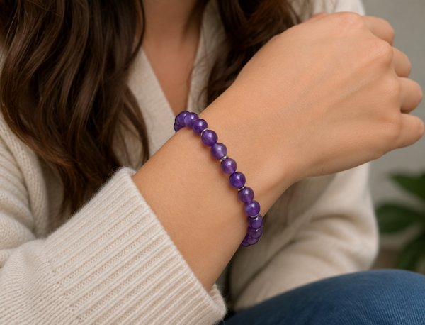 Brazilian Amethyst Stretch Bracelet – Unisex Fit