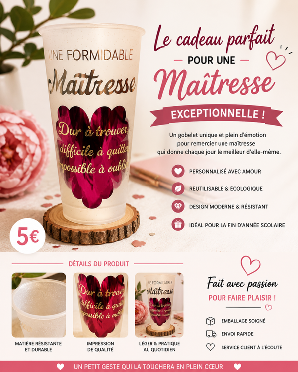 Gobelet personnalisé “Maîtresse parfaite” – Cadeau fin d’année