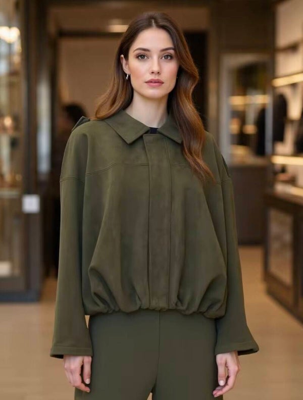 Veste à col en simili daim