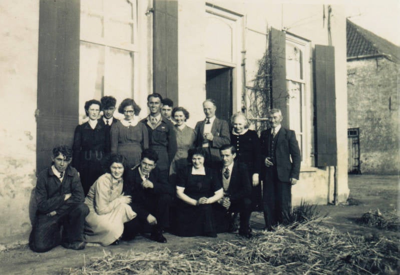 Thuiskomst Piet van Boekel 1950, op de Gasthuishoeve