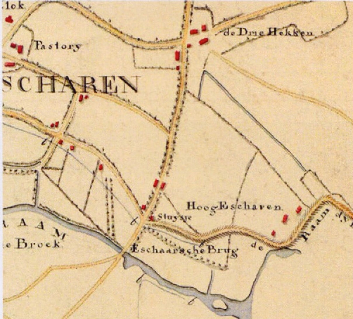 Uitsnede dorpskern 1832