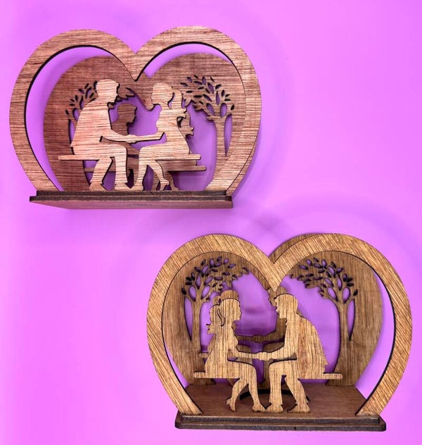 Romantic wooden tea light holder