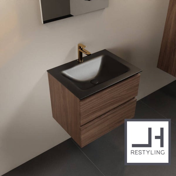 AIVY 80cm badmeubel Chai, wastafel Urban solid surface midden 1 kraangat