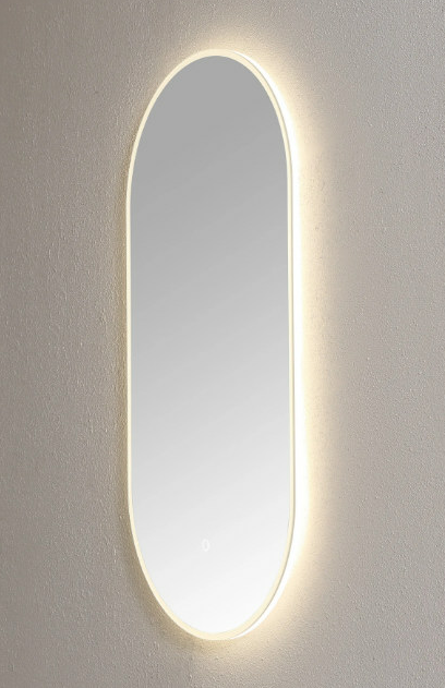 Spiegel ambiance ovaal mat wit, 3 LED kleur instelbaar & dimbaar