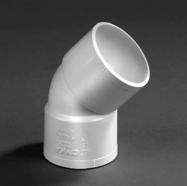 PVC Bocht 45 graden m/m - lijm wit