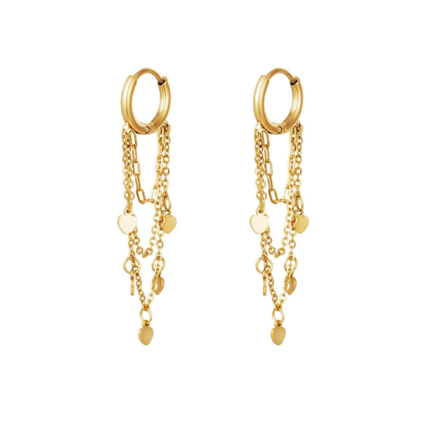 Oorbellen Hanging Hearts - Goud