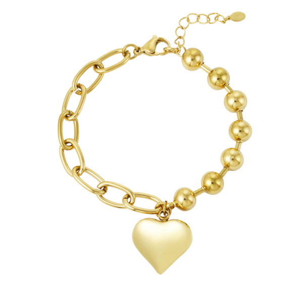 Armband funky heart goud