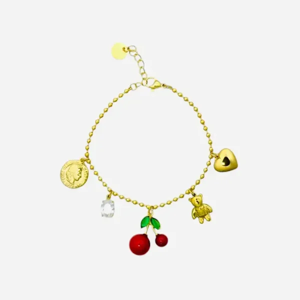 TikTok Cherry Bear Armband - Goud