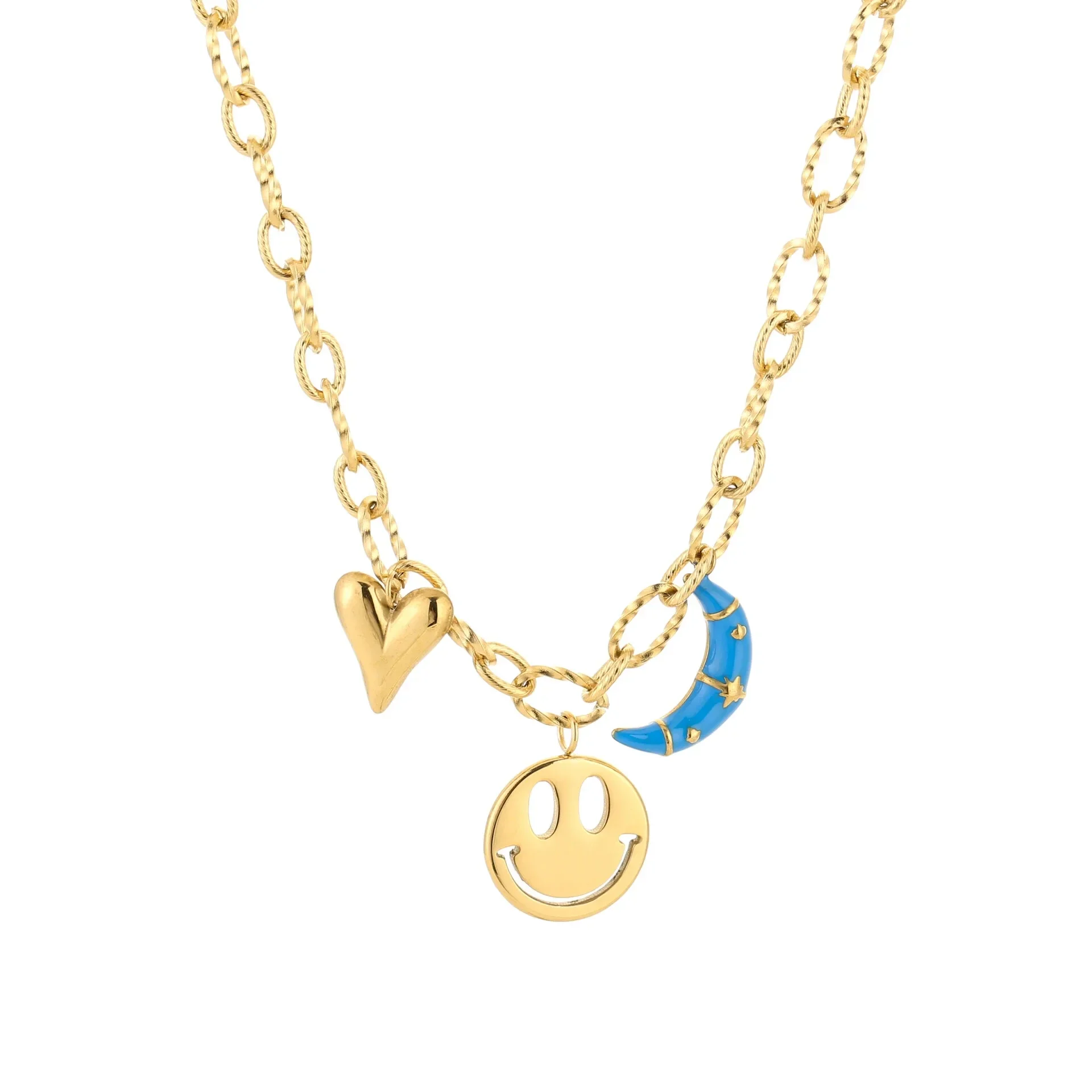 TikTok Ketting Smiley/Moon - Goud