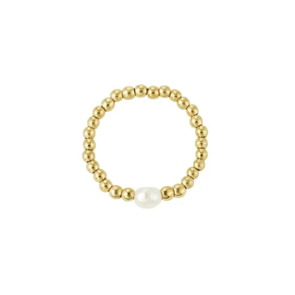 TikTok Ring Elastiek met Parel - Goud