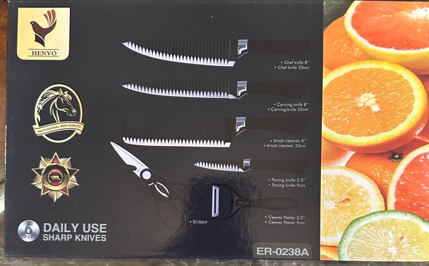 M43.  Henvo 6-piece daily use stainless steel kitchen knife set